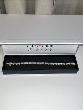 Cate & Chloe “Donna” 18k Yellow Gold Plated Heart Bracelet W/Simulated Diamonds